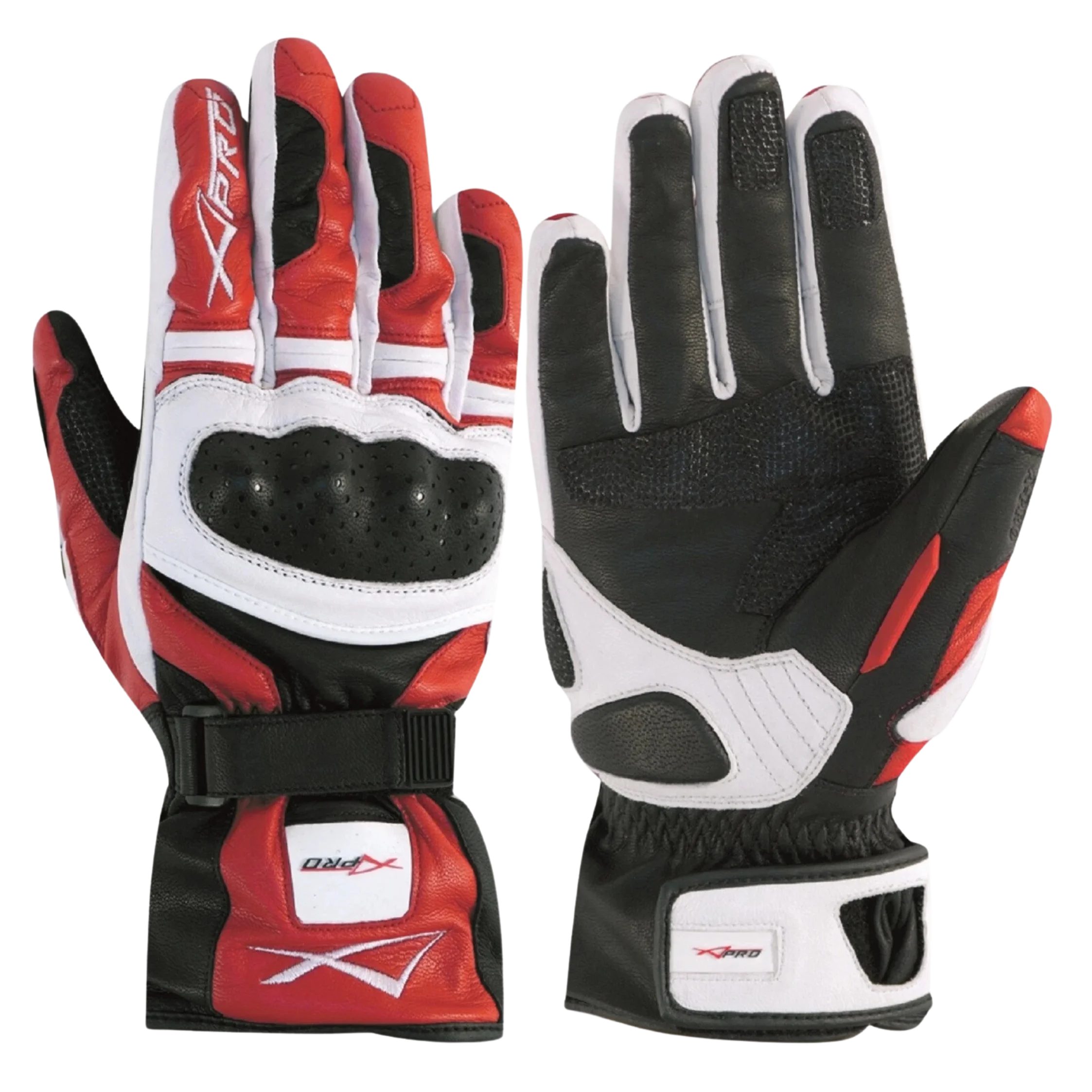 PRECISION LEATHER GLOVES WHITE RED